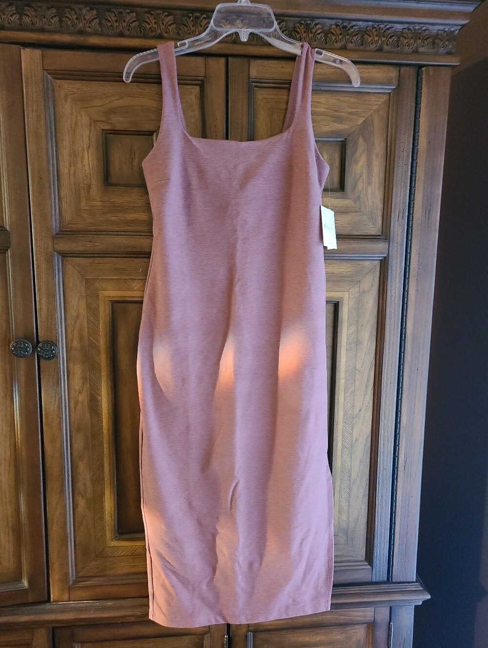 NWT Beyond Yoga Spacedye Sleeveless Tank Square-Neck Pink Midi Dress sz. Medium